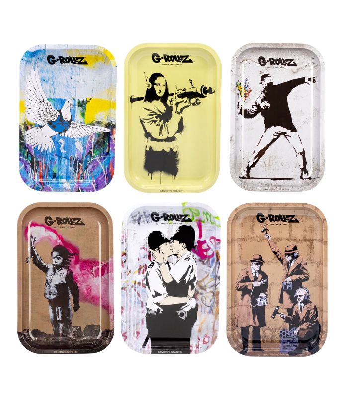 G-ROLLZ TRAY METAL MEDIUM AMSTERDAM BANKSY - 17.5 X 27.5 CM