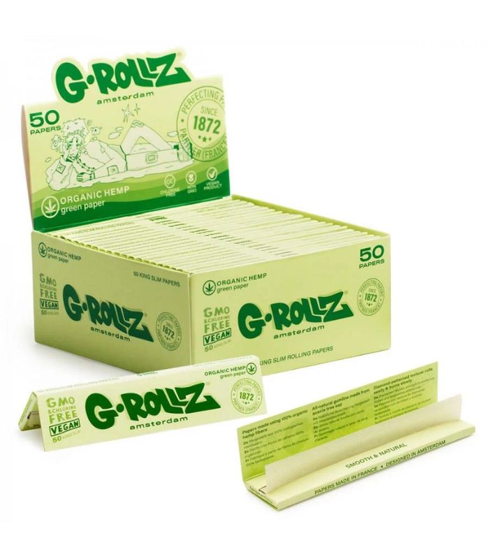 G-ROLLZ PAPERS K/S ORGANIC HEMP GREEN PAPER - 50 PACKS