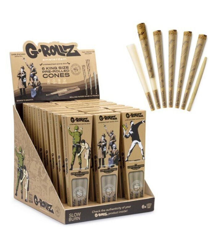 G-ROLLZ CONES K/S UNBLEACHED EXTRA THIN - 24 PACKS/6 CONOS