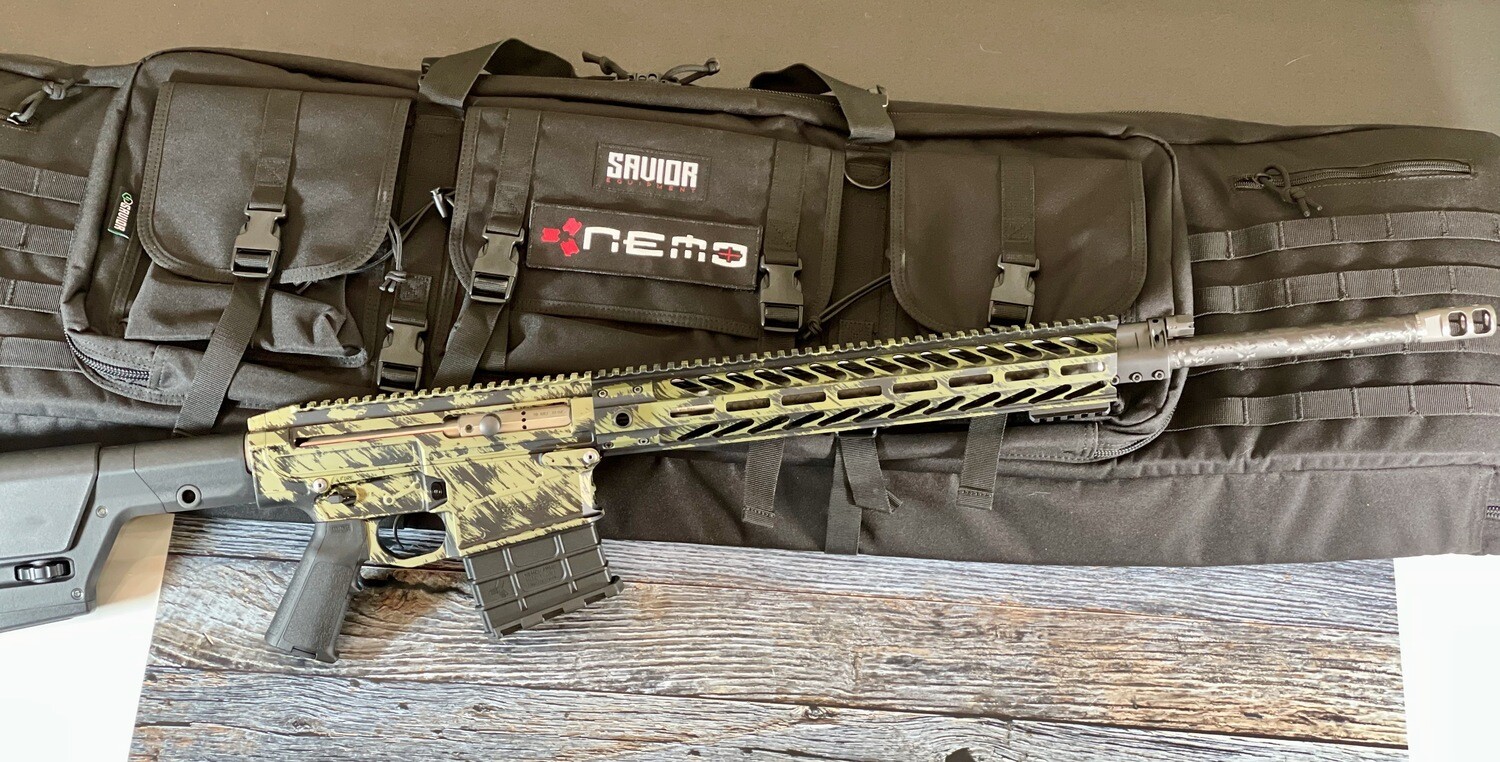 Nemo Arms, Omen Watchman, Semi-automatic, AR, 300 Winchester Magnum, 24" Proof Research CF Wrapped Barrel, Anodized, Magpul PRS Stock, Geissele SSA-E Trigger, 14Rd- with BACK PACK STYLE RANGE BAG