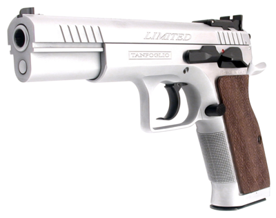 Tanfoglio IFG TFLIMPRO10 Defiant Limited Pro 10mm Auto Caliber with 4.80" Barrel, 13+1 Capacity, Overall Hard Chrome Finish Steel, Beavertail Frame, Serrated Slide & Brown Polymer Grip