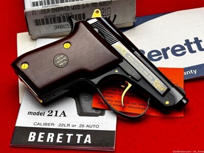 Beretta Model 21A EL Bobcat .22LR In Box *FACTORY GOLD ENGRAVED*