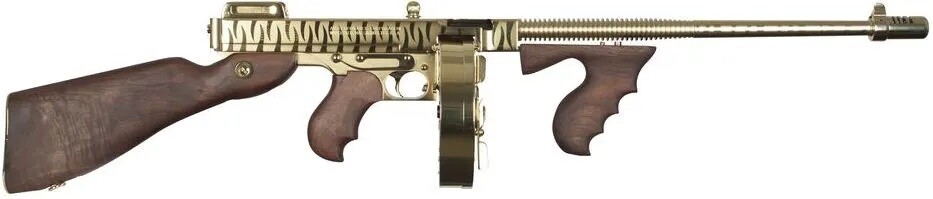 GOLD TIGER STRIP, THOMPSON 1927A-1 45 AUTO 16.5&quot; 20-RD/50-RD SEMI-AUTO RIFLE.