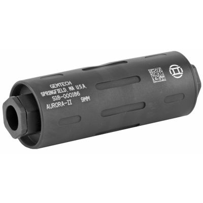 Gemtech, Aurora II, Pistol Suppressor, 9MM, Weight 3.5oz, Length 3.4&quot;, Diameter 1.2&quot;, Black Finish
