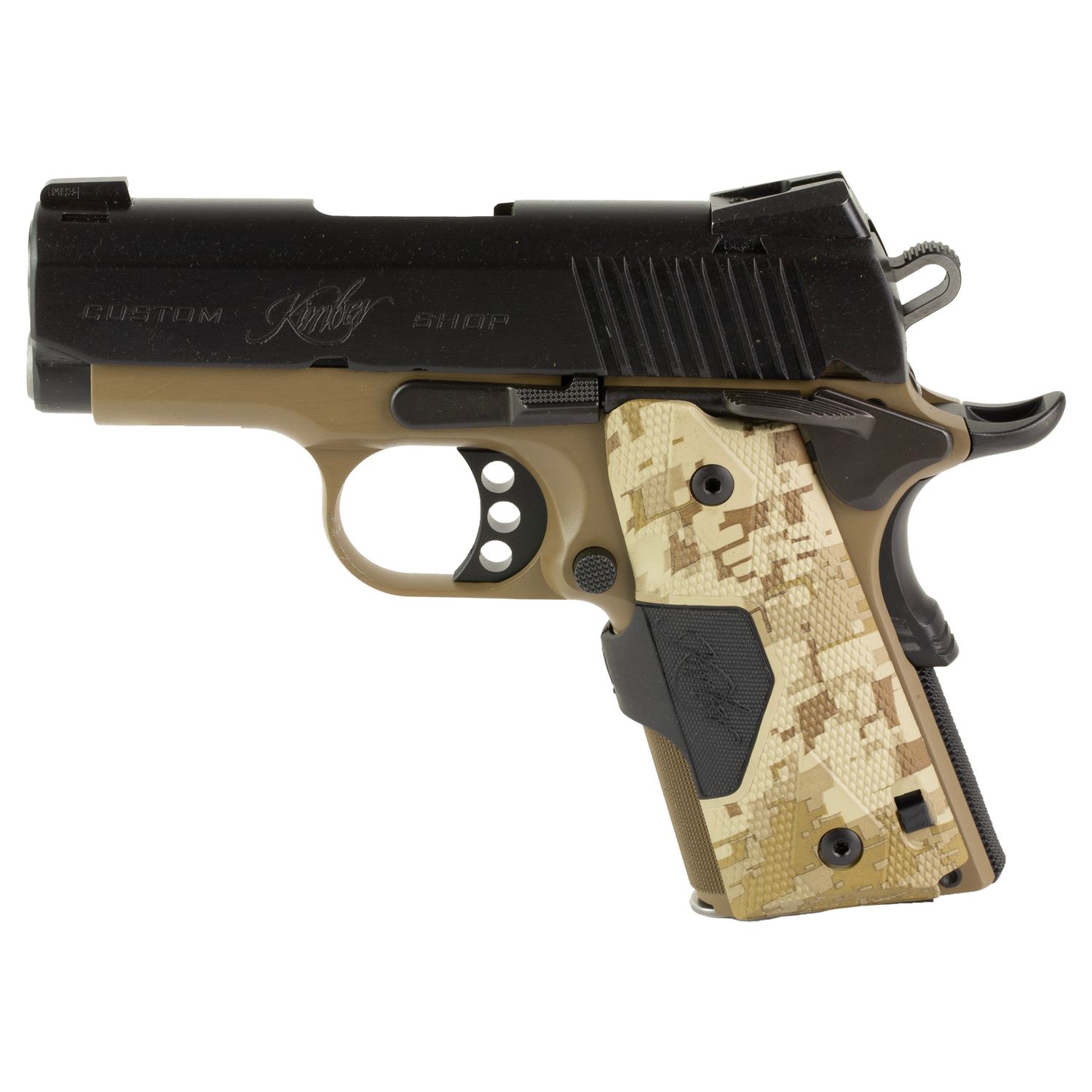 Kimber America, Ultra Covert II Cali, 1911, Semi-automatic, Metal Frame Pistol, Sub-Compact, 45 ACP, 3&quot; Barrel, Carbon Steel Match Grade Barrel, Aluminum, KimPro Finish, Flat Dark Earth, Crimson Trace