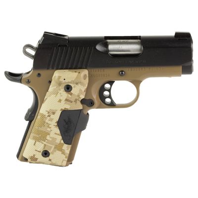 Kimber America, Ultra Covert II Cali, 1911, Semi-automatic, Metal Frame Pistol, Sub-Compact, 45 ACP, 3" Barrel, Carbon Steel Match Grade Barrel, Aluminum, KimPro Finish, Flat Dark Earth, Crimson Trace