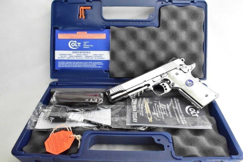 BRIGHT POLISHED Colt Govt 1911 Rail Gun .45 ACP - BRAND NEW O1070RG