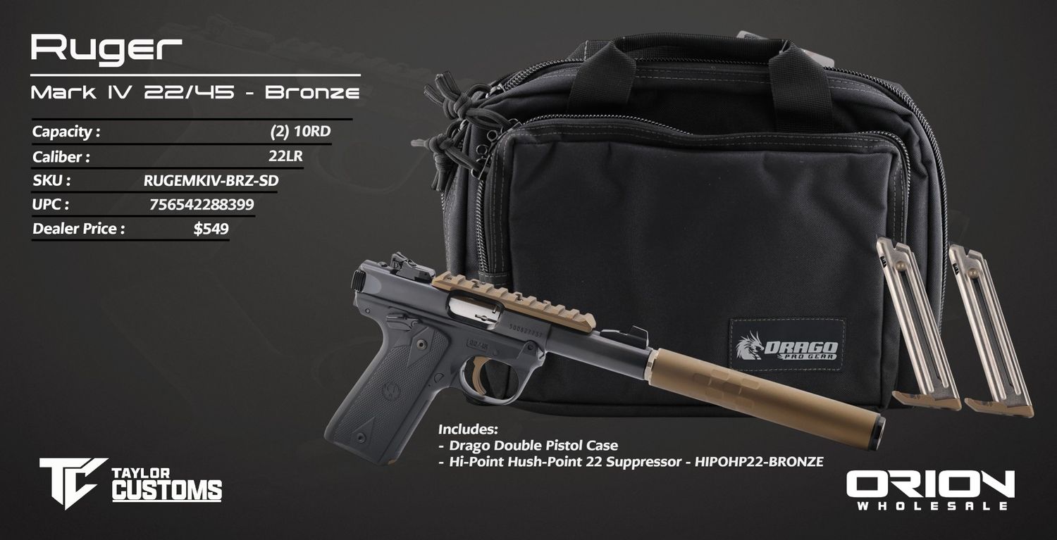 Ruger Mark IV Bronze with Hi Point 22 Hush Puppy