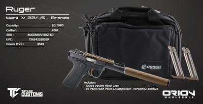 Ruger Mark IV Bronze with Hi Point 22 Hush Puppy