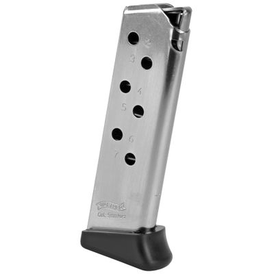 2 of Walther, Magazine, 380ACP, 7 Rounds, Fits PPK/S, with Finger Rest, Nickel Finish.-NEW IN POLY BAG.