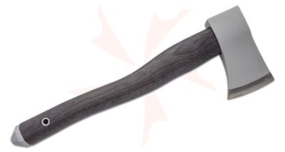WOOX AX1 Hand Axe, 15.7" Overall, Gray Appalachian Hickory Wood Handle with Leather Collar, Leather Sheath