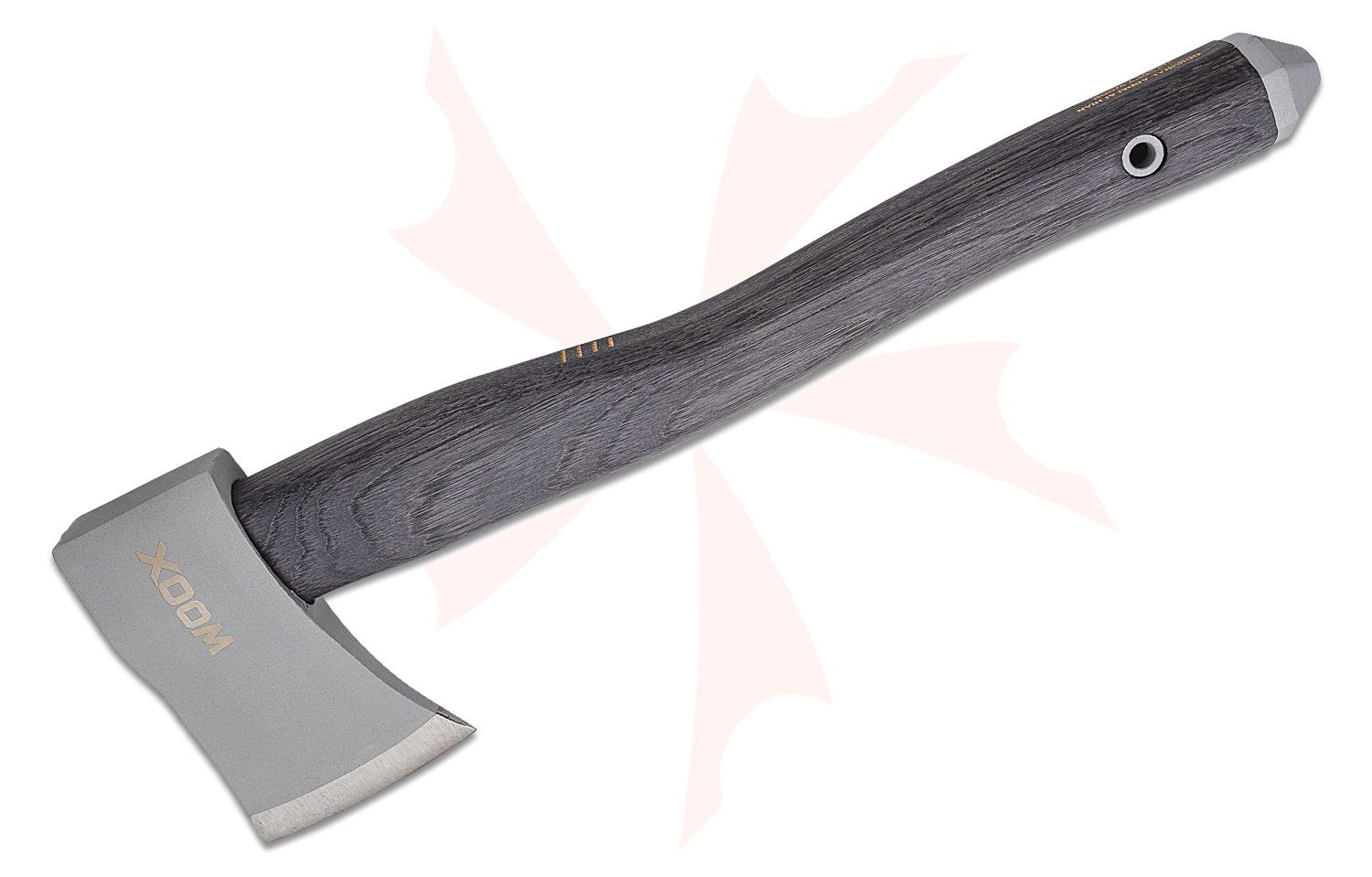 WOOX AX1 Hand Axe, 15.7" Overall, Gray Appalachian Hickory Wood Handle with Leather Collar, Leather Sheath