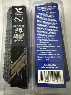 WILSON COMBAT, 1911, FULL-SIZE, TRAK STARBURST, G10, BLACK, FLAT BOTTOM