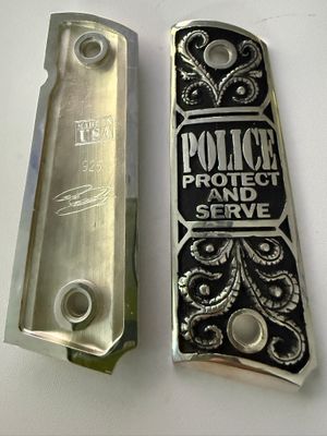 THE POLICE,, 1911 Government-Commander-Silver .925 Grips.