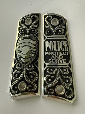 THE POLICE,, 1911 Government-Commander-Silver .925 Grips.