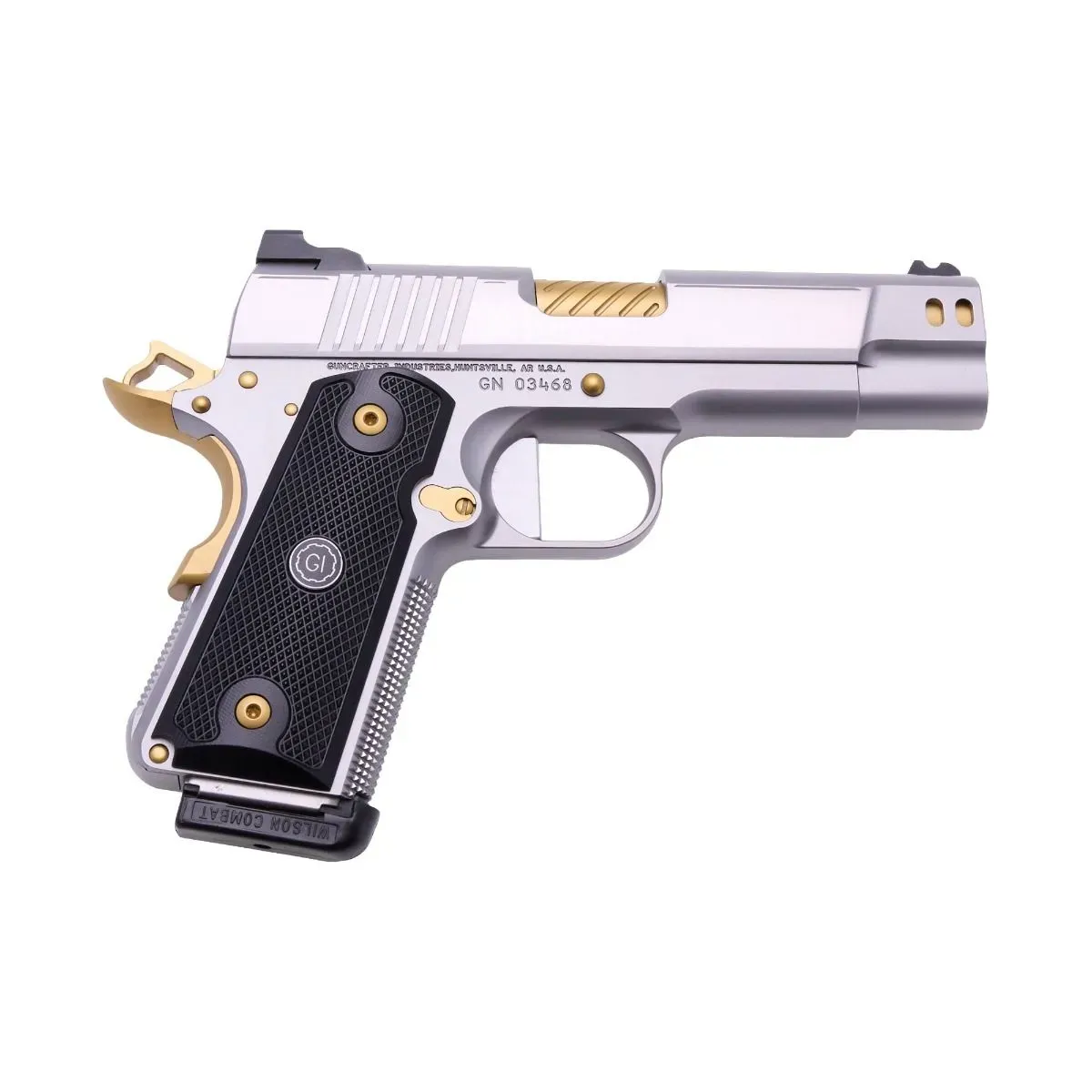 Guncrafter Industries, No Name, CCO, .45 ACP, Stainless with GOLD accents.