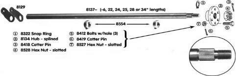STEERING SHAFT, 5/8″ OD &amp; HUB KIT, UNWELDED PITMAN ARMS, 34″ LENGTH