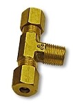 Male Run Tee Brass Fitting, 3/8 - 24 UNF to 1/8 NPT