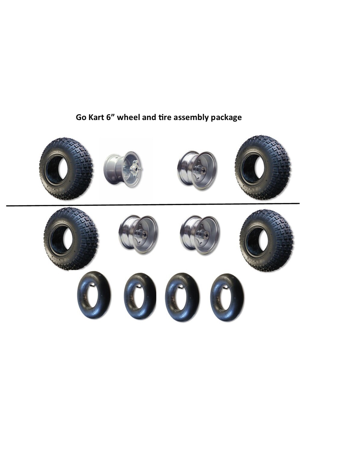 Go Kart Dead Axle Tire and Wheel Package 6"