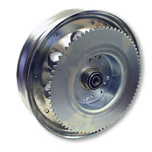 10″ STEEL WHEEL, CHROME PLATED, WITH 5/8″ ID PRECISION BALL BEARINGS & #35 SPROCKET & DRUM – 72 TOOTH