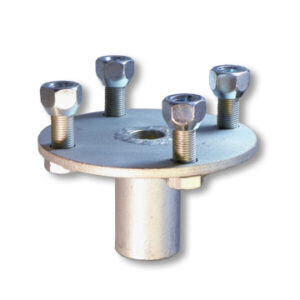 ADAPTER HUB, ZINC PLATED STEEL, WITH 1/4″ KEYWAY FOR 1″ LIVE AXLE (NO STEP)