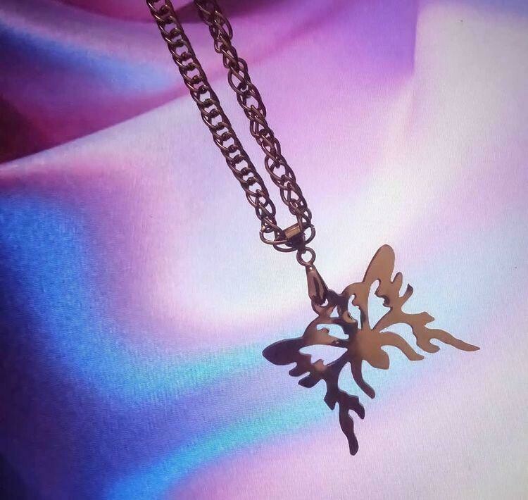 Butterfly Pendant Necklace Stainless Steel Fashion Jewelry