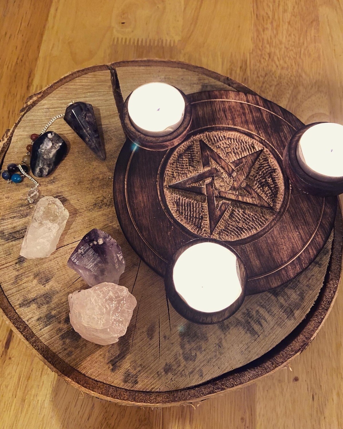 Pentagram tealight candle holder