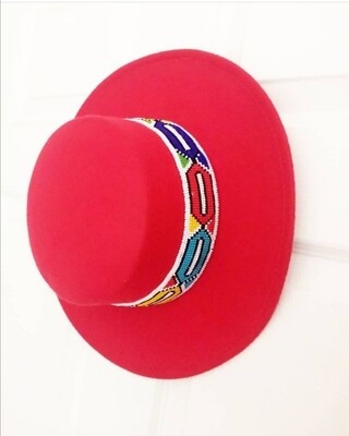 Beaded Red Fedora Hat