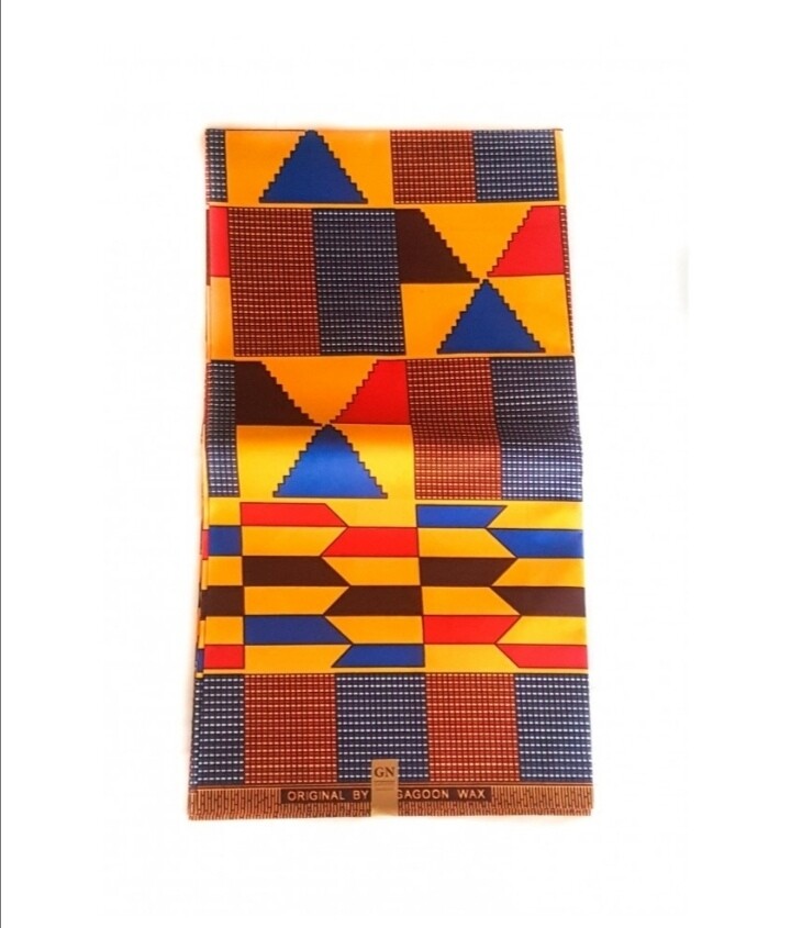 African Ankara Fabric "Blue Kente"