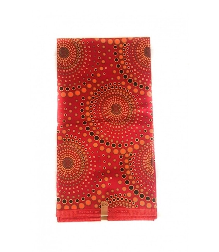 African Ankara Fabric "Red Whirls"