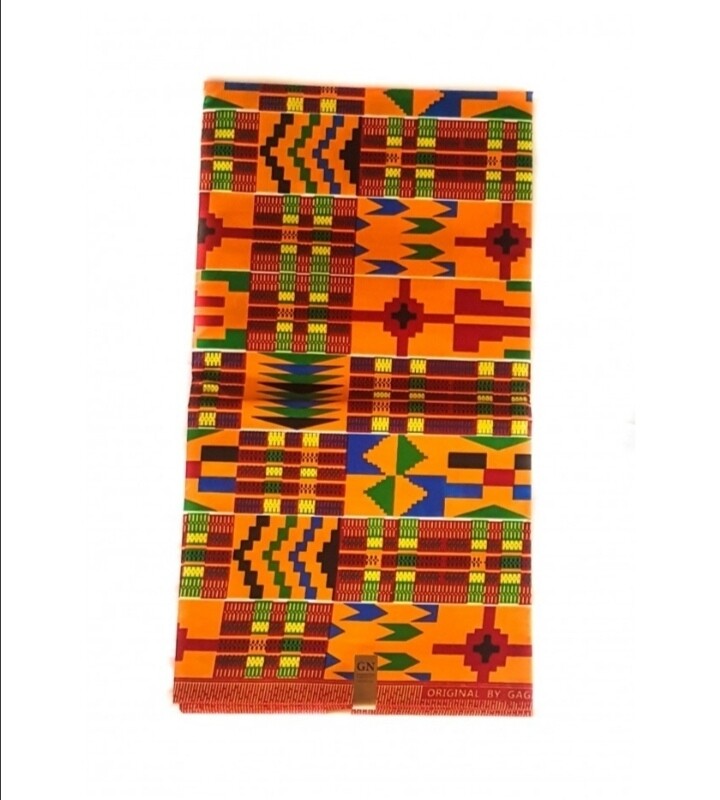African Ankara Fabric "Kente Orange"