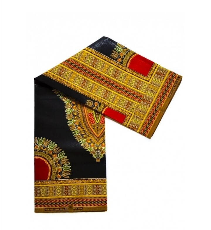 African Ankara Fabric "Dashiki Black"