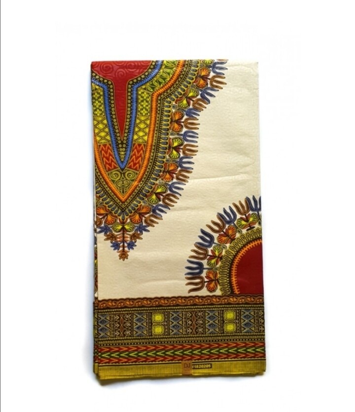 African Ankara Fabric &quot;Dashiki White&quot;