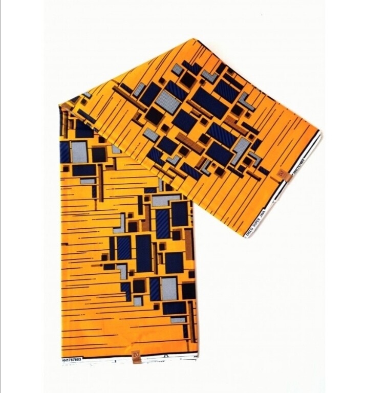 African Ankara Fabric "Yellow Bricks"