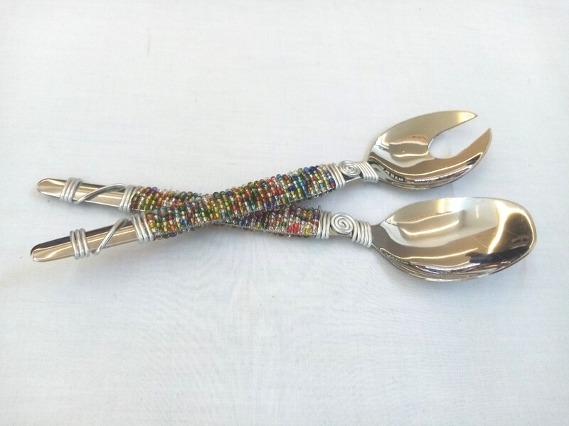 Salad Spoon Set - Beaded Multicolor