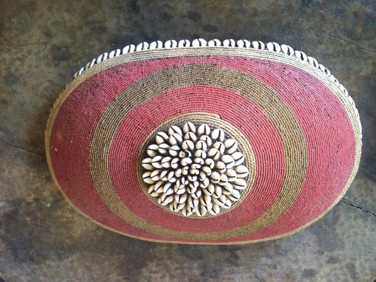 Cameroonian Shield Large Oval - Red and Gold