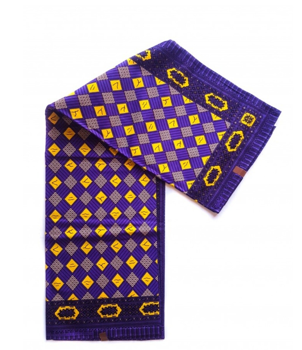 African Ankara Fabric "Purple Checkers"