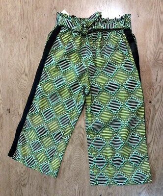 African Fabric Wide Leg 3/4 Pants Age 10 - 11