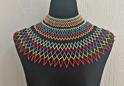 Multicolor Beaded Large Collar - Fine Beads