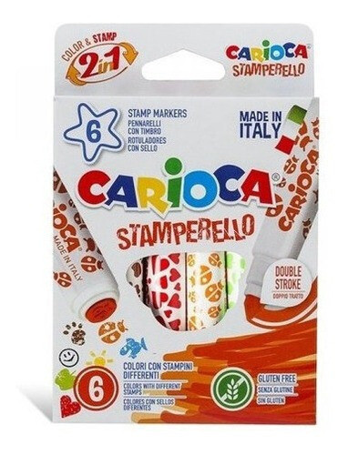 Marcadores con sello Carioca Stamperello Estuche x 6 colores