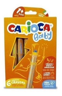 Lápiz 3 en 1, lápiz, cera y acuarela Carioca Baby