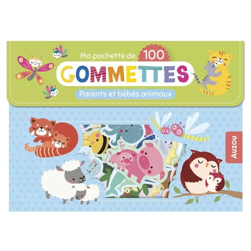 Pack 100 Stickers animales papás y bebés