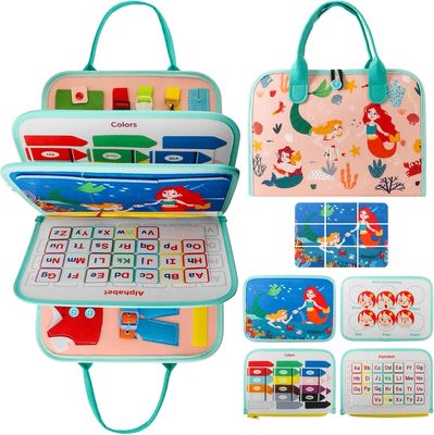 Valija de tela montessori educativa con páginas de actividades - Sirenita