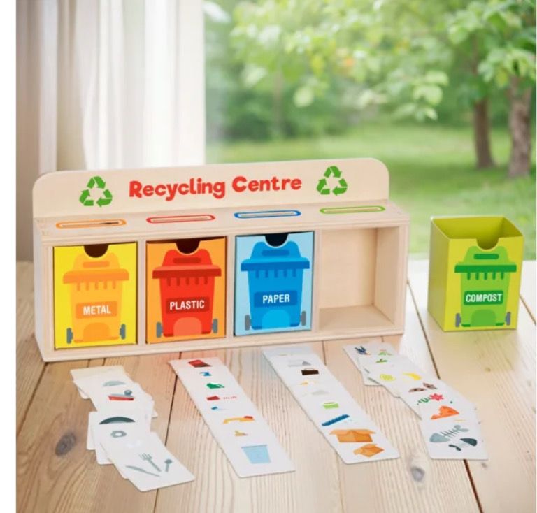 Set centro de reciclaje en madera Hi Pando