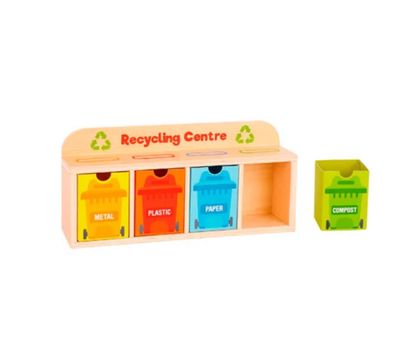 Set centro de reciclaje en madera Hi Pando