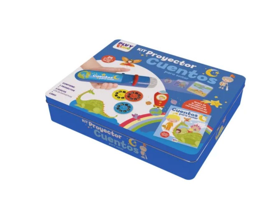 Kit proyector caja metálica cuentos Imagiland
