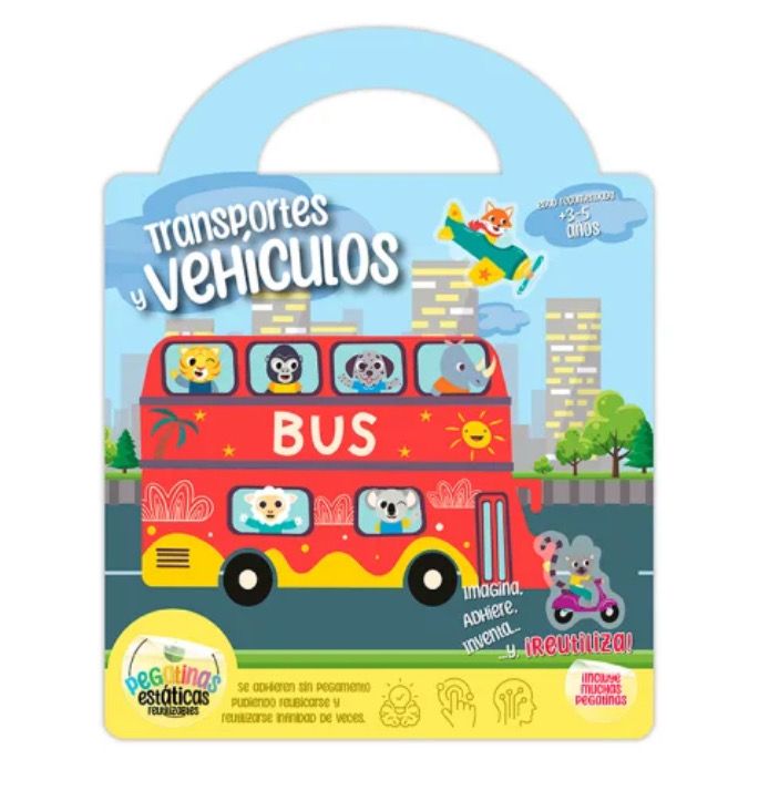 Libro con stickers de transportes y vehículos Imagiland