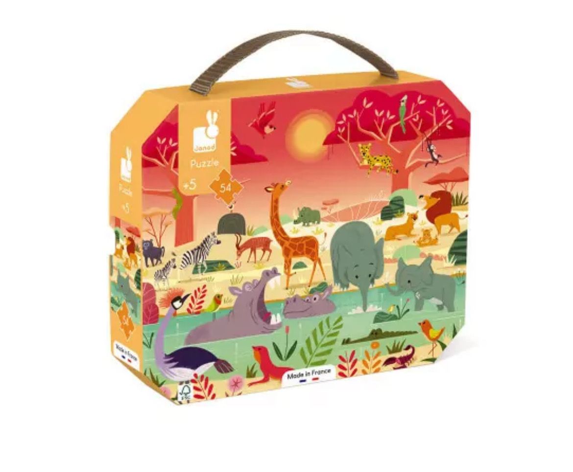 Puzzle maletín Reserva Animal Janod 54pcs