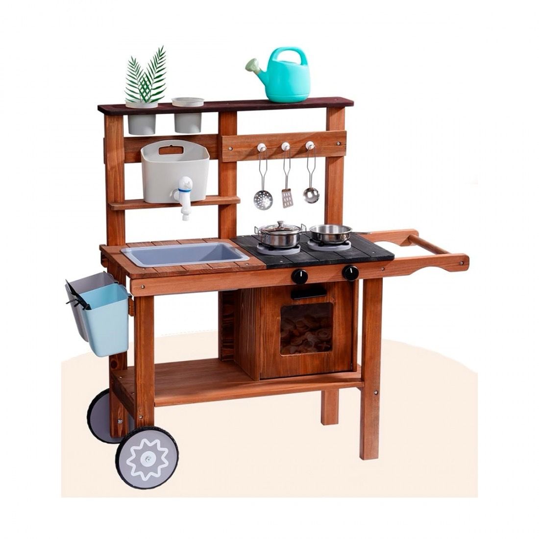 Cocina exterior de madera para niños