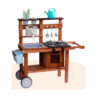 Cocina exterior de madera para niños